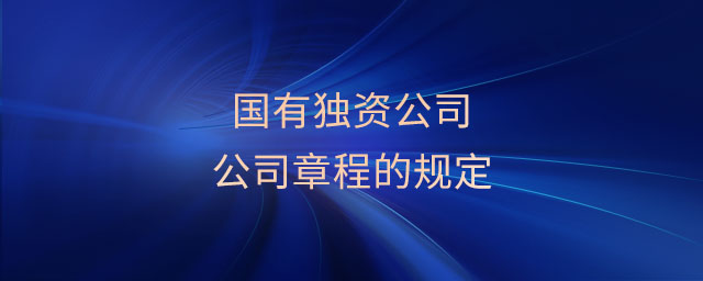 國有獨資公司公司章程的規(guī)定