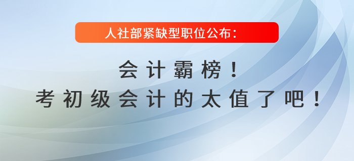 人社部緊缺型職位公布：會計霸榜！考初級會計的太值了吧！