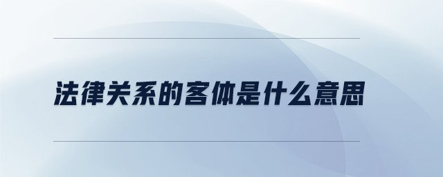 法律關系的客體是什么意思