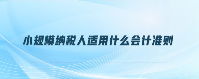 小規(guī)模納稅人適用什么會(huì)計(jì)準(zhǔn)則