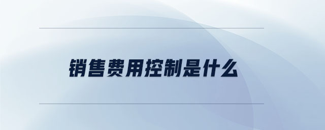銷售費用控制是什么