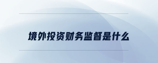 境外投資財務監(jiān)督是什么