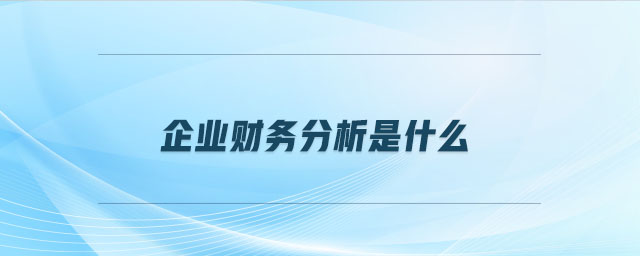 企業(yè)財(cái)務(wù)分析是什么