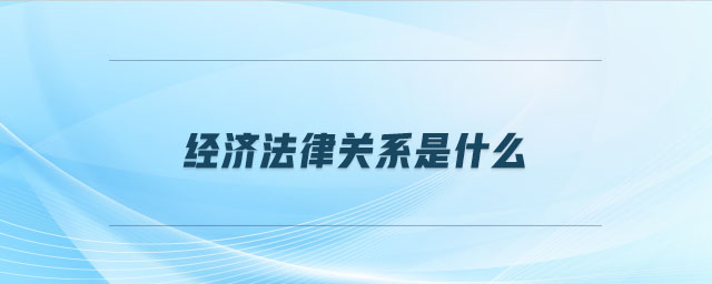 經(jīng)濟法律關系是什么