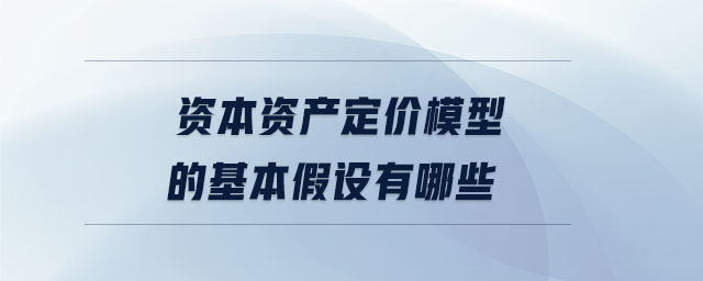 資本資產(chǎn)定價模型的基本假設(shè)有哪些