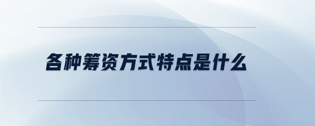 各種籌資方式特點(diǎn)是什么