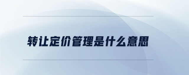 轉(zhuǎn)讓定價(jià)管理是什么意思
