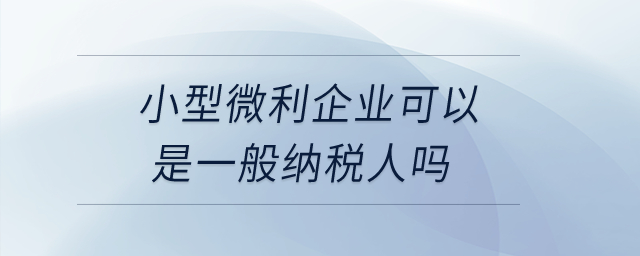 小型微利企業(yè)可以是一般納稅人嗎？