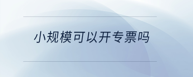 小規(guī)?？梢蚤_專票嗎？