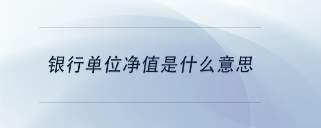 中級(jí)會(huì)計(jì)銀行單位凈值是什么意思