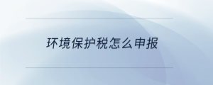 環(huán)境保護稅怎么申報
