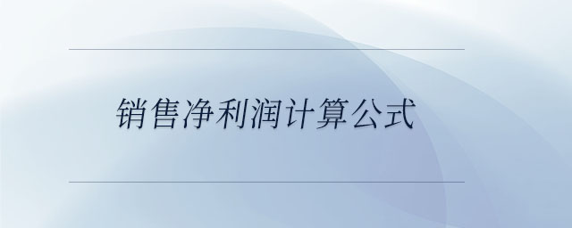 銷(xiāo)售凈利潤(rùn)計(jì)算公式