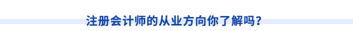 注冊會計師的從業(yè)方向你了解嗎？