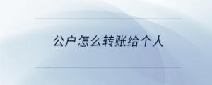 公戶怎么轉(zhuǎn)賬給個(gè)人