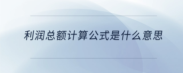 利潤(rùn)總額計(jì)算公式是什么意思