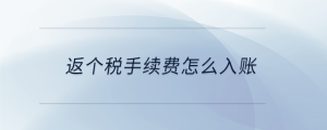 返個稅手續(xù)費怎么入賬