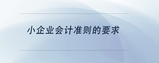 中級會計小企業(yè)會計準(zhǔn)則的要求
