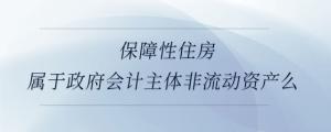 保障性住房屬于政府會(huì)計(jì)主體非流動(dòng)資產(chǎn)么