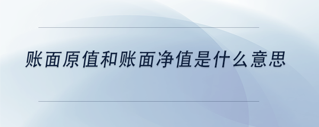中級會計(jì)賬面原值和賬面凈值是什么意思