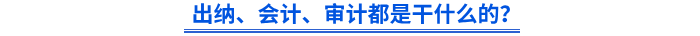 出納、會計、審計都是干什么的？