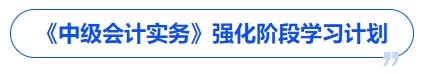 《中級會計實務(wù)》強化階段學(xué)習(xí)計劃