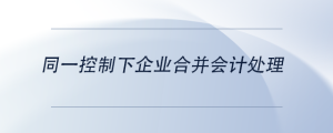 同一控制下企業(yè)合并會計(jì)處理