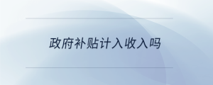 政府補(bǔ)貼計入收入嗎