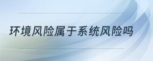 環(huán)境風(fēng)險(xiǎn)屬于系統(tǒng)風(fēng)險(xiǎn)嗎
