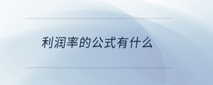 利潤率的公式有什么