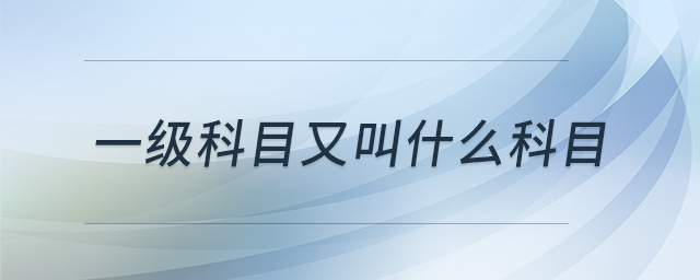 一級(jí)科目又叫什么科目