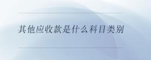 其他應(yīng)收款是什么科目類別