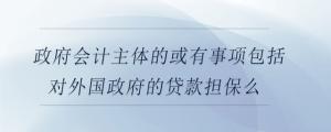 政府會計主體的或有事項包括對國際經(jīng)濟組織的貸款擔保么